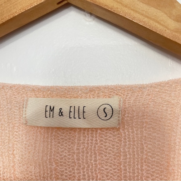 Em & Elle Knit Cropped Peach Fitted Button Front Cardigan Sweater - Picture 4 of 6